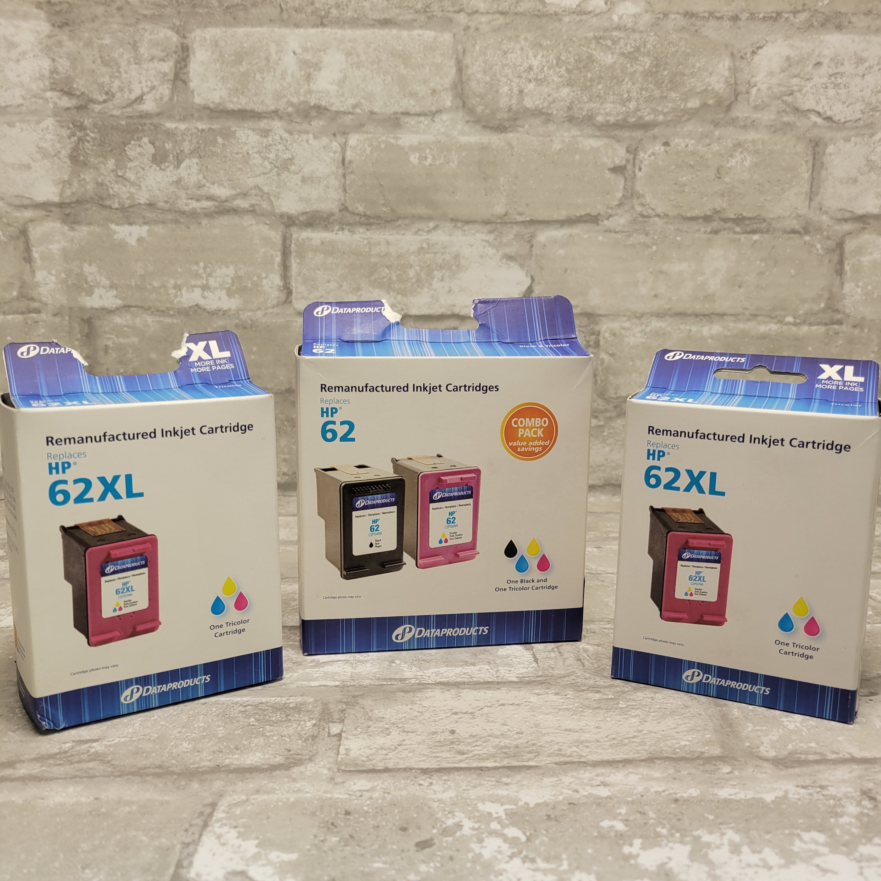 Dataproducts – Remanufactured Ink Cartridge (2) HP-62XL & (1) HP-62 (7931453702382)